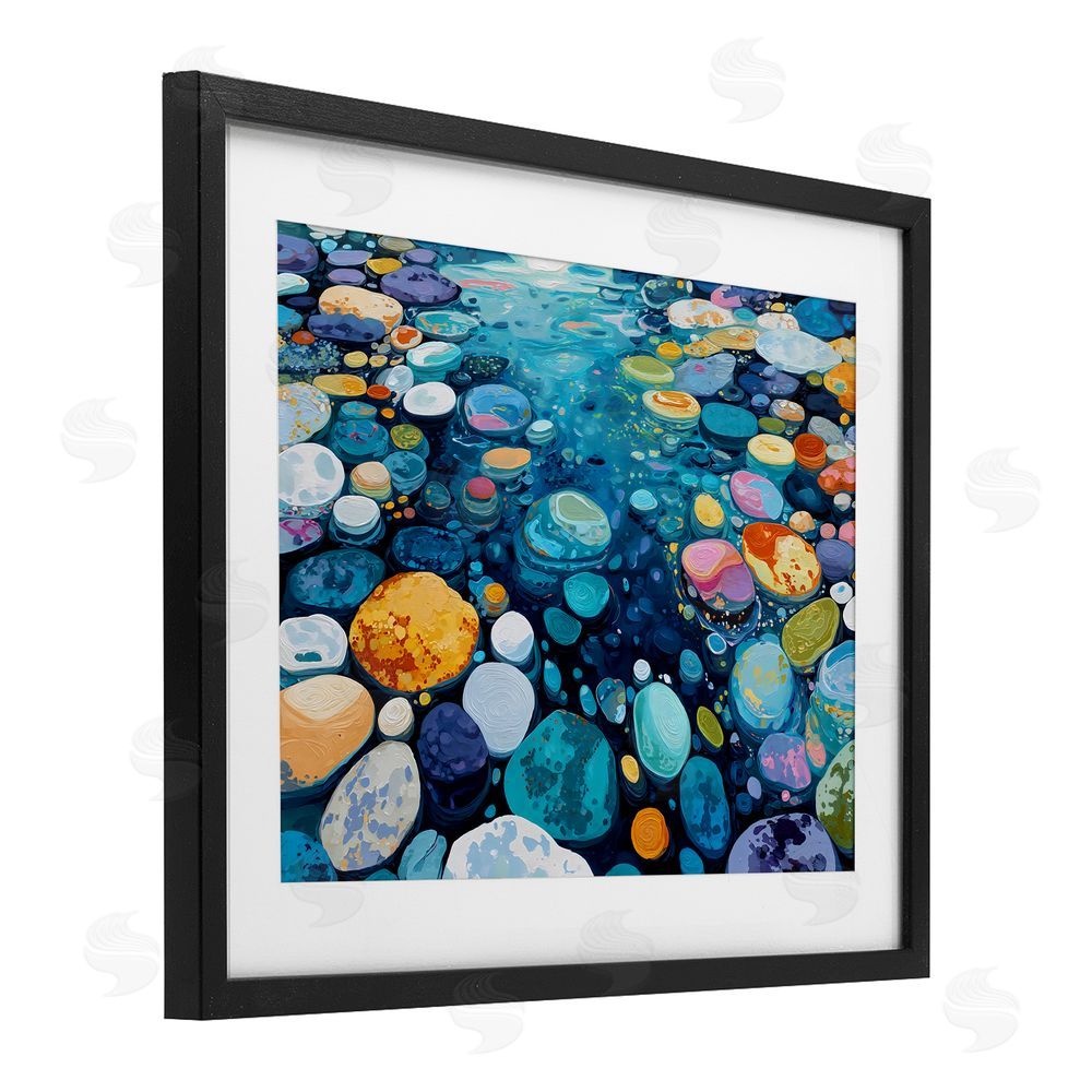 Franklyn Gregory Rainbow Rocks in River Black Framed Print Under Glass Wall Art
