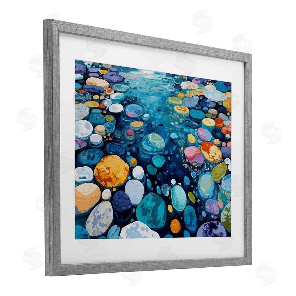 Franklyn Gregory Rainbow Rocks in River Gray Framed Print Under Glass Wall Art