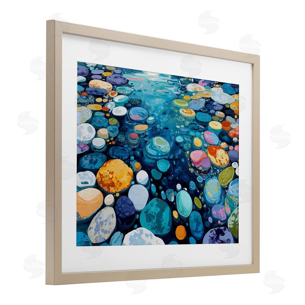 Franklyn Gregory Rainbow Rocks in River Brown Framed Print Under Glass Wall Art