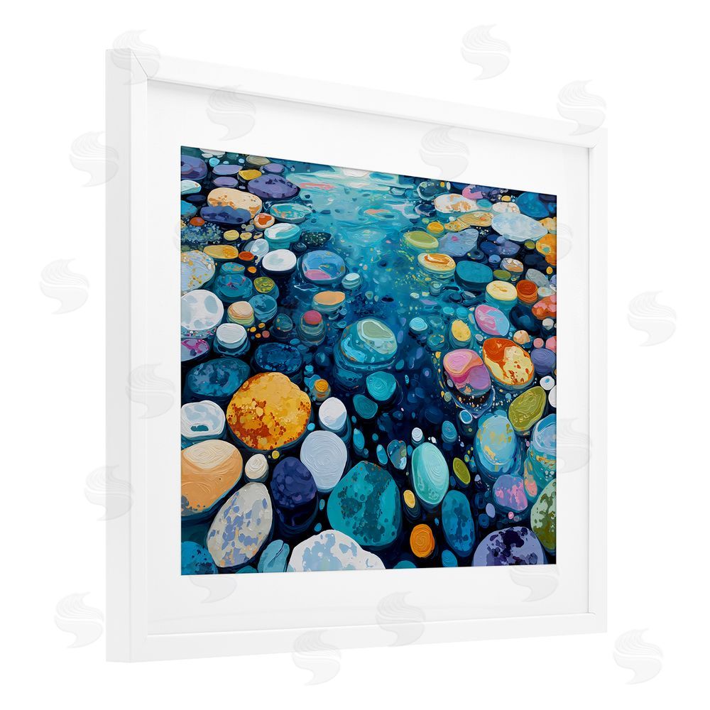 Franklyn Gregory Rainbow Rocks in River White Framed Print Under Glass Wall Art