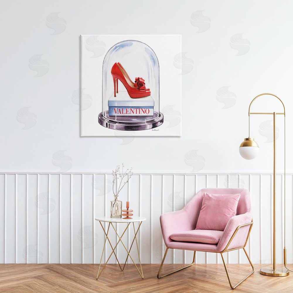 Amanda Greenwood Red Heels in Bell Jar Stretched Canvas Wall Art in Room