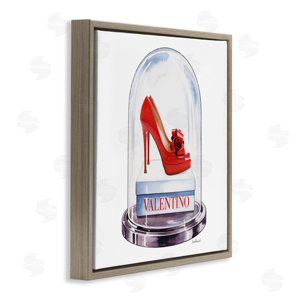 Amanda Greenwood Red Heels in Bell Jar Brown Floating Frame Canvas Wall Art Print