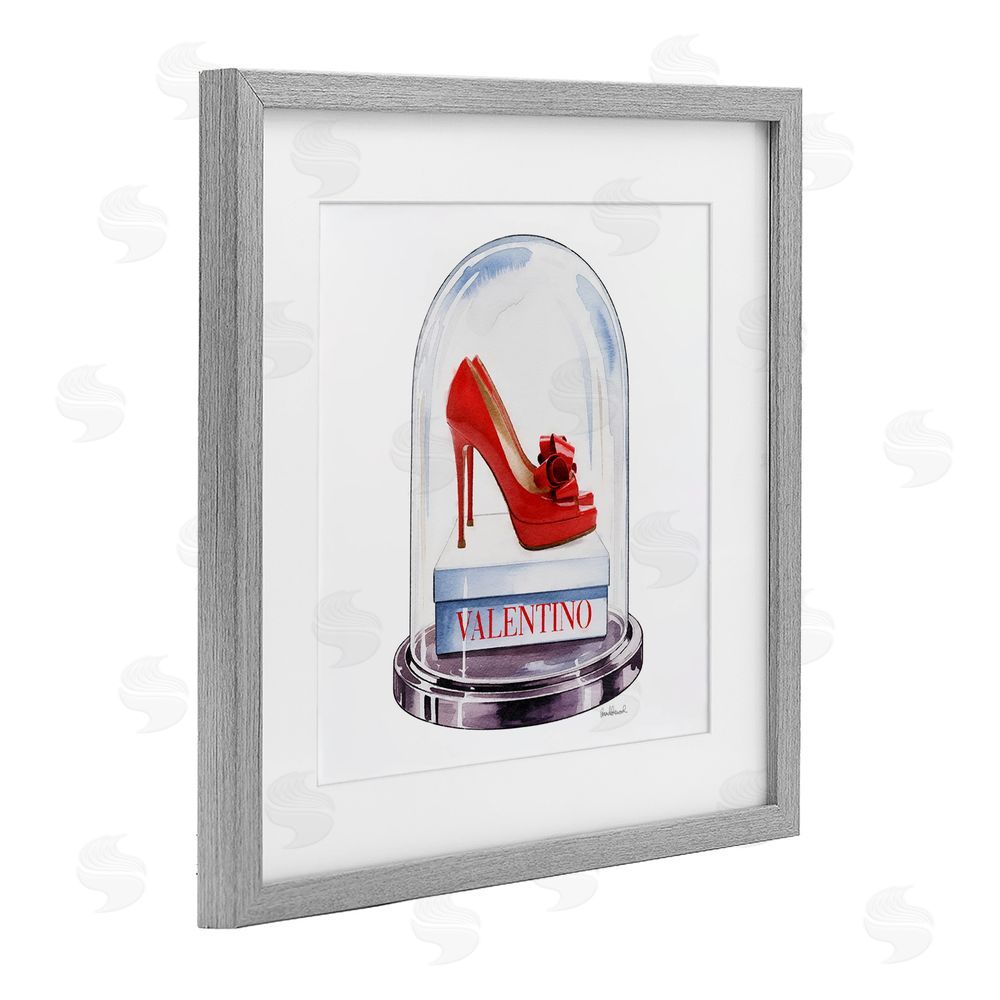 Amanda Greenwood Red Heels in Bell Jar Gray Framed Print Under Glass Wall Art