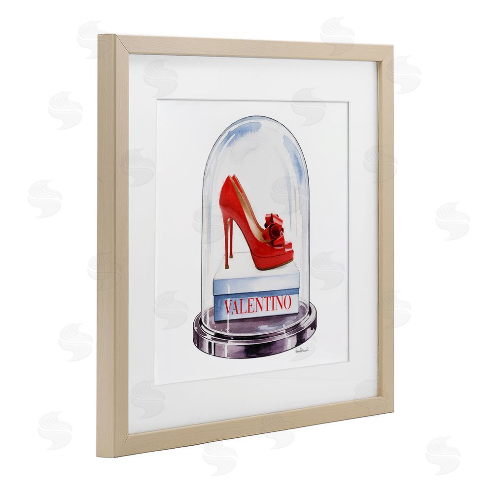 Amanda Greenwood Red Heels in Bell Jar Brown Framed Print Under Glass Wall Art