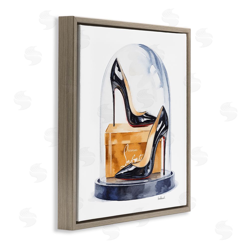 Amanda Greenwood Black High Heels Dome Brown Floating Frame Canvas Wall Art Print