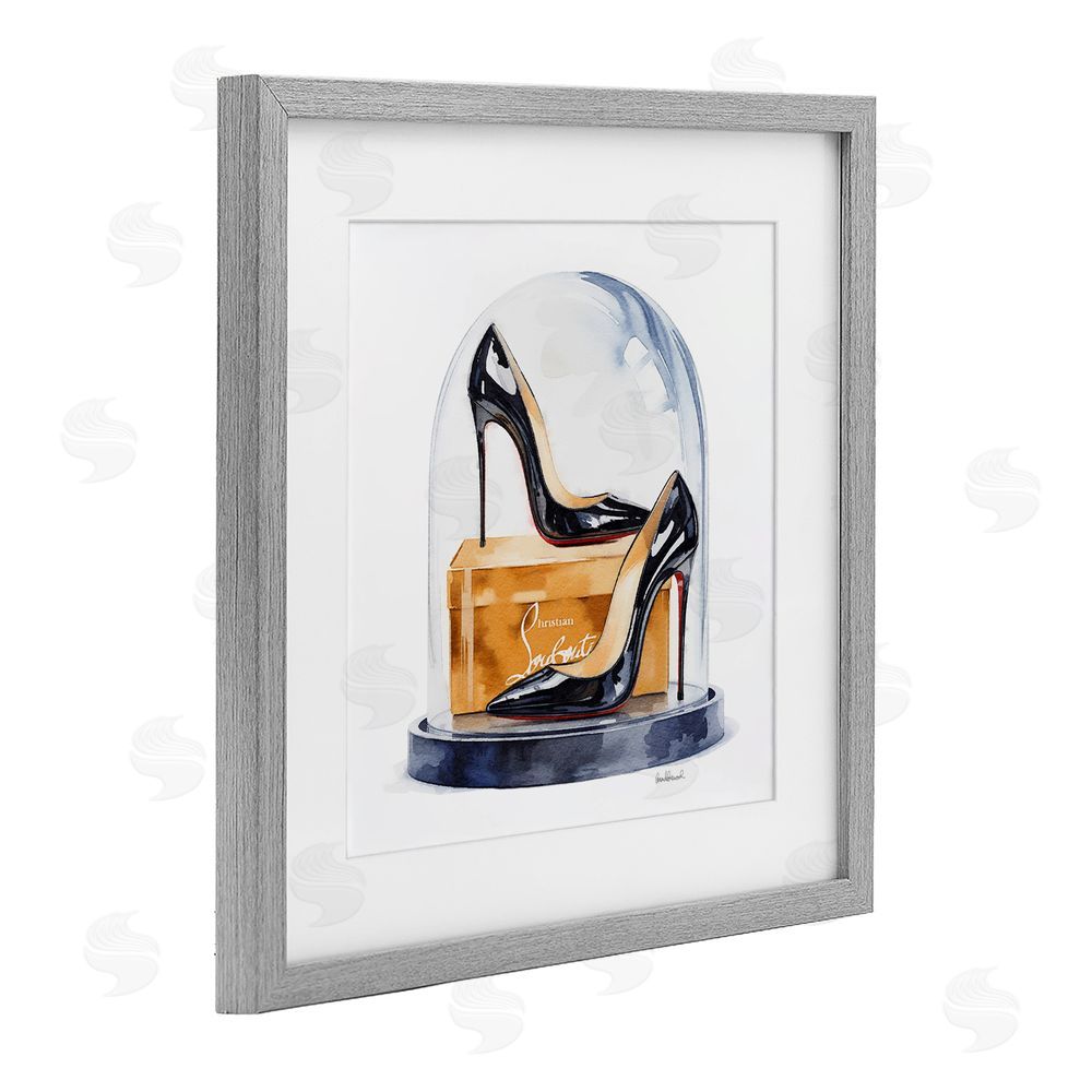 Amanda Greenwood Black High Heels Dome Gray Framed Print Under Glass Wall Art