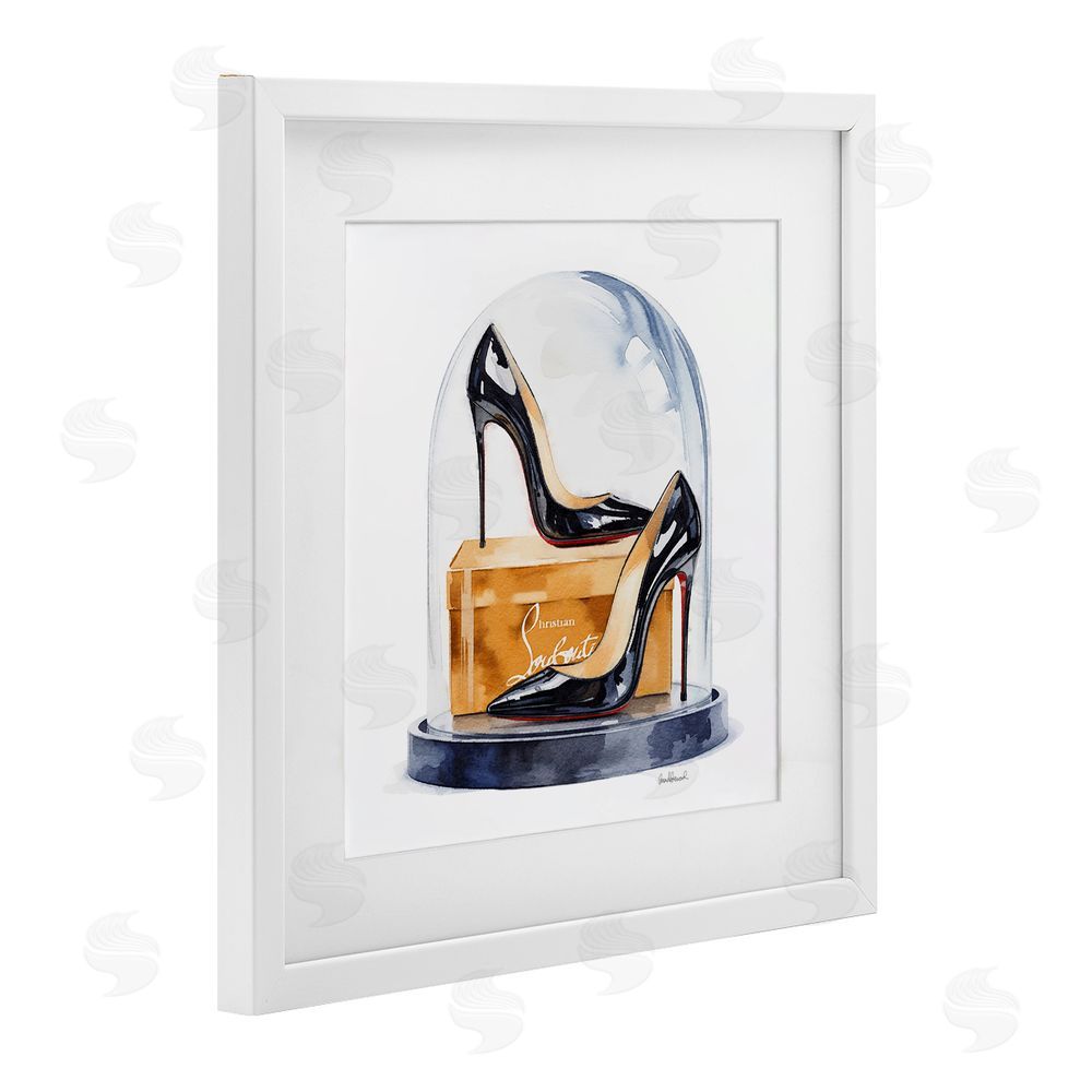 Amanda Greenwood Black High Heels Dome White Framed Print Under Glass Wall Art
