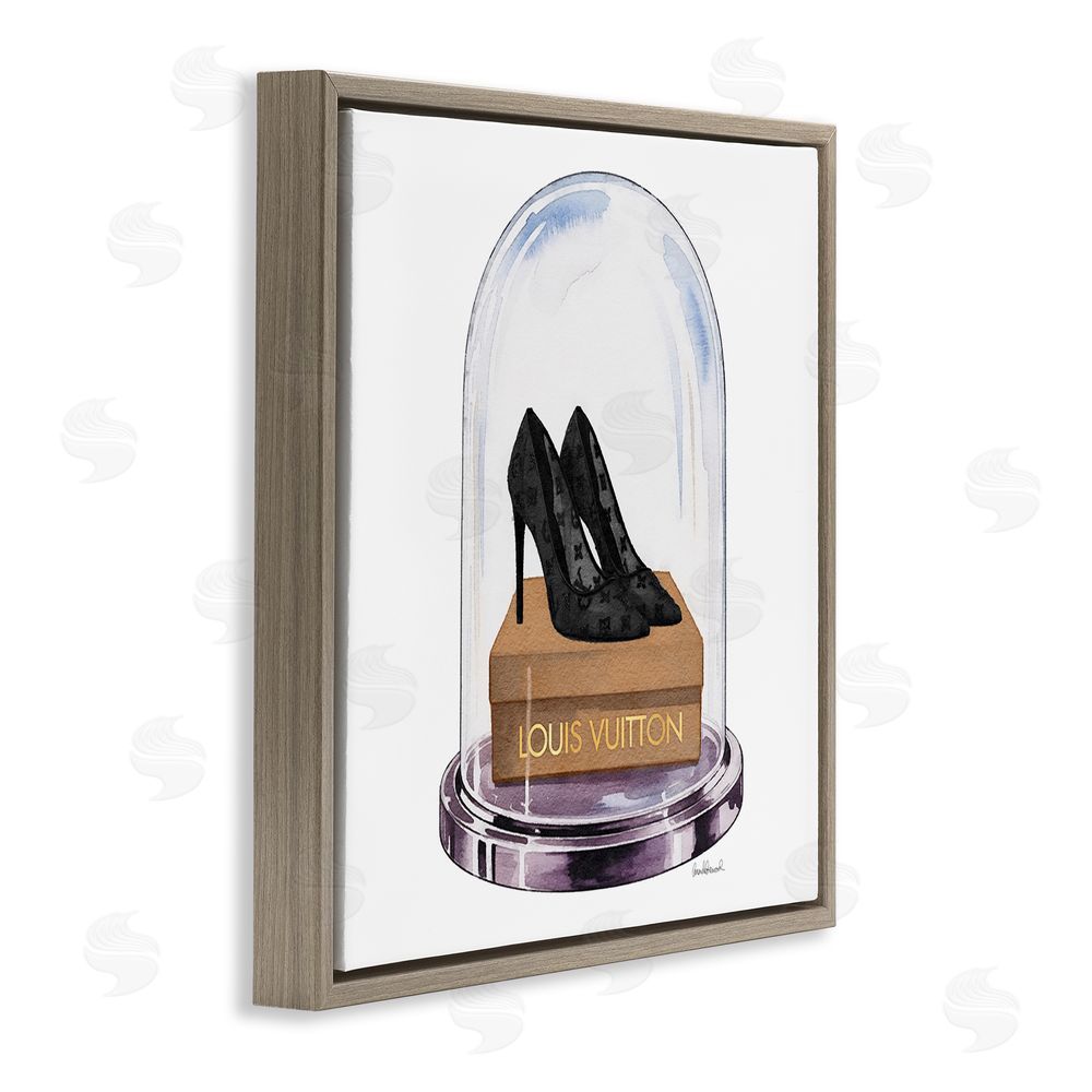 Amanda Greenwood Black Heels in Bell Jar Brown Floating Frame Canvas Wall Art Print