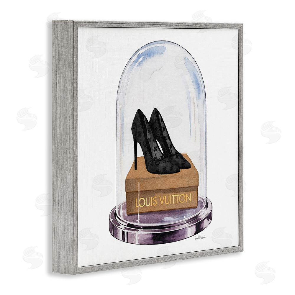 Amanda Greenwood Black Heels in Bell Jar Gray Framed Giclee Wall Art Print
