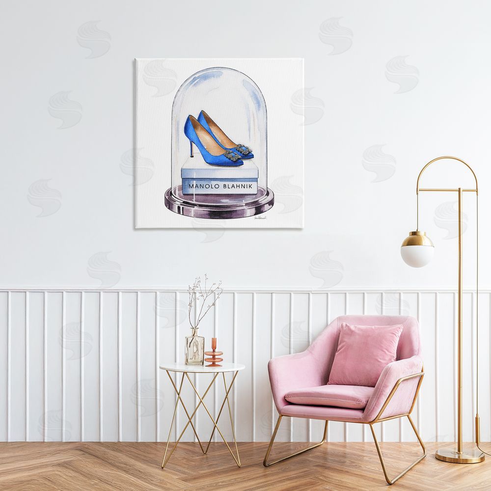 Amanda Greenwood Blue Heels in Bell Jar Stretched Canvas Wall Art in Room