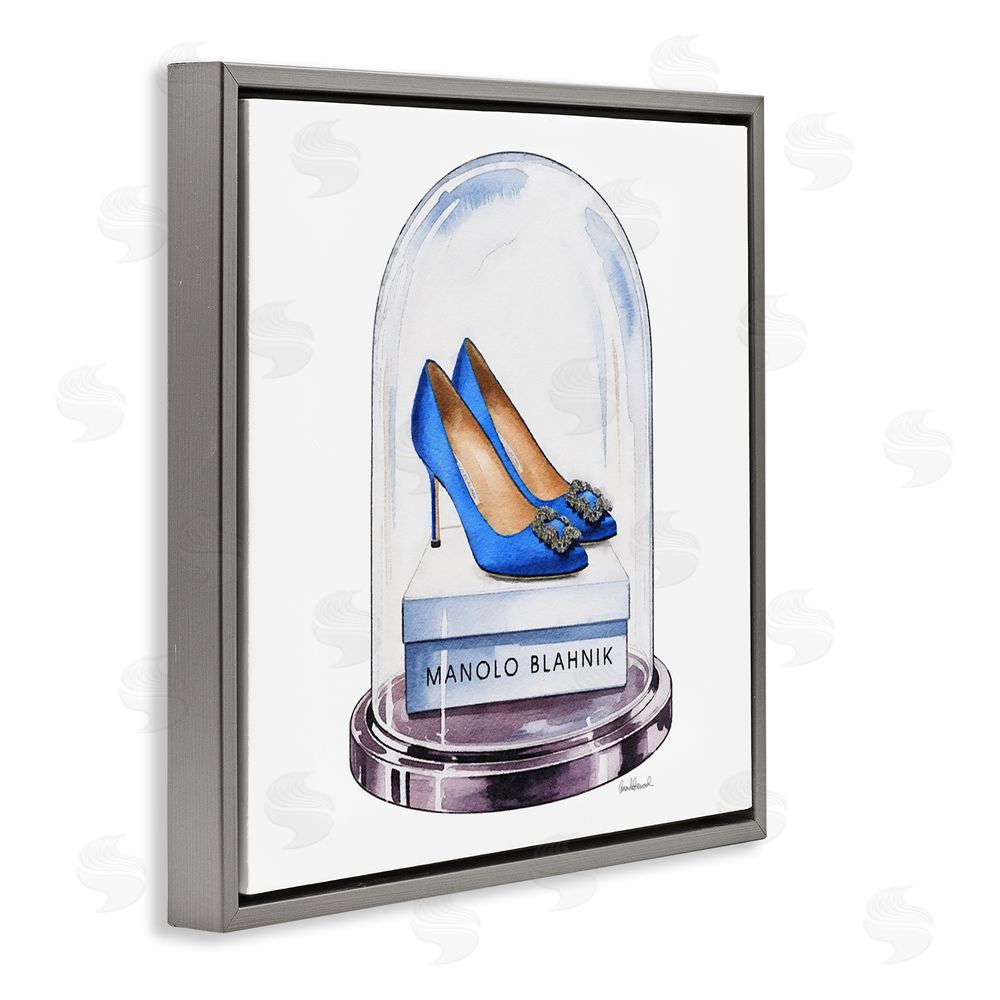 Amanda Greenwood Blue Heels in Bell Jar Gray Floating Frame Canvas Wall Art Print