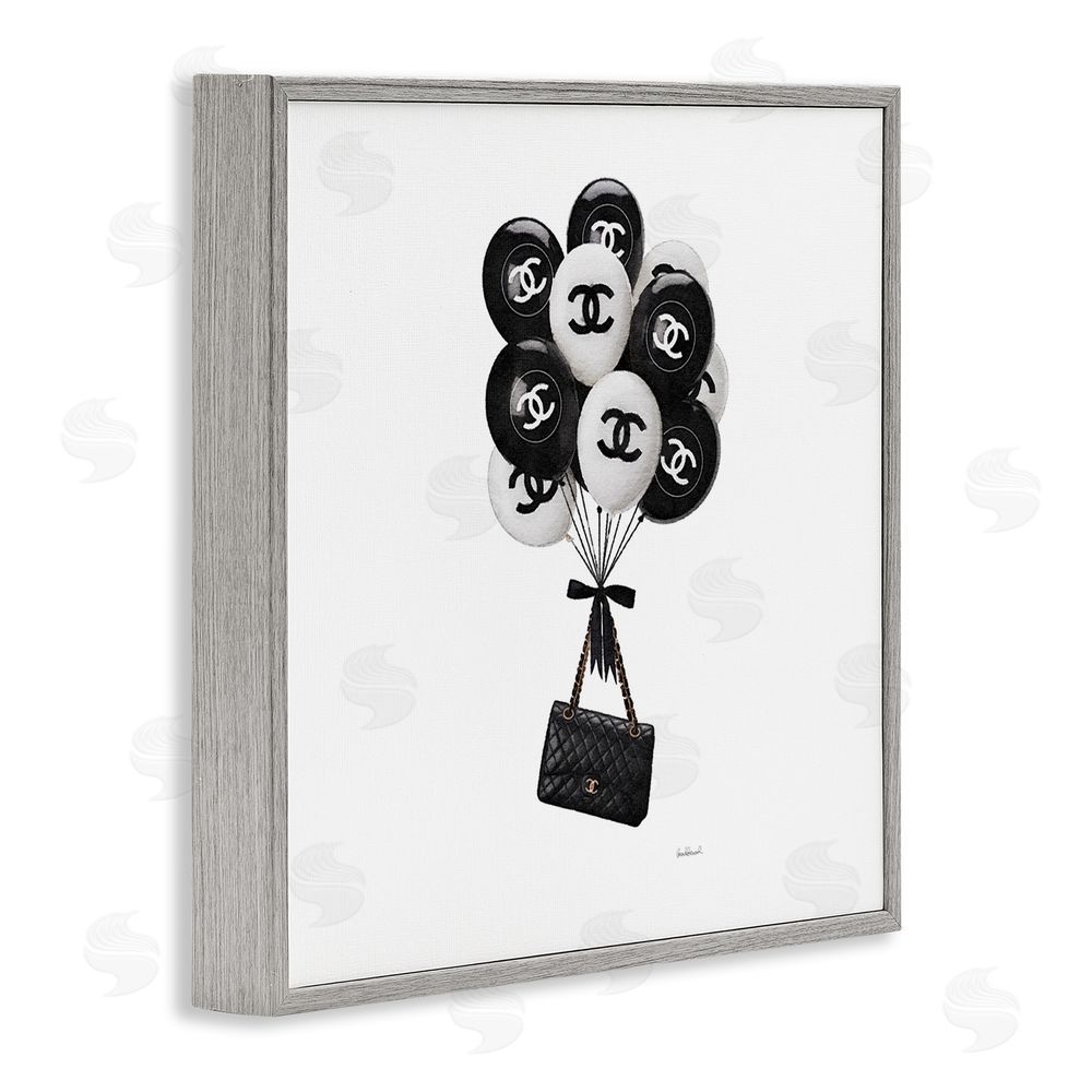 Amanda Greenwood Chic Balloons & Purse Gray Framed Giclee Wall Art Print