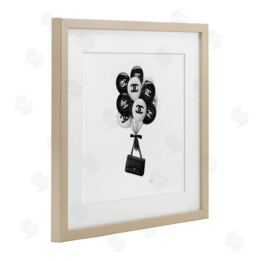 Amanda Greenwood Chic Balloons & Purse Brown Framed Print Under Glass Wall Art