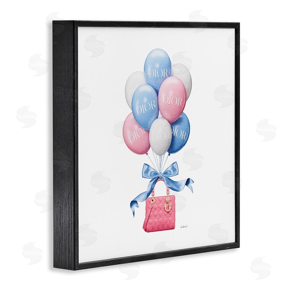 Amanda Greenwood Pink & Blue Handbag Balloons Black Framed Giclee Wall Art Print