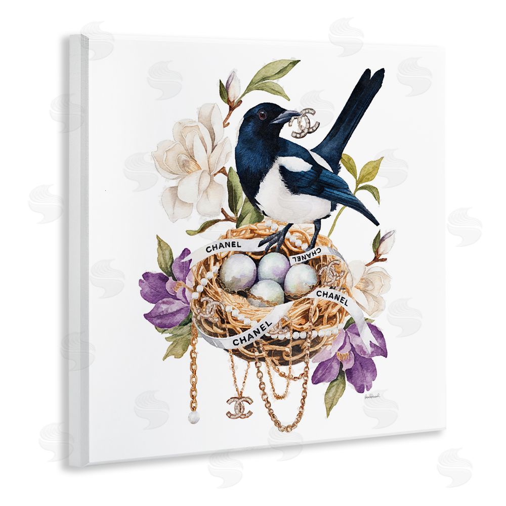 Amanda Greenwood Glam Birds Nest Magnolia Wooden Wall Plaque Art Print