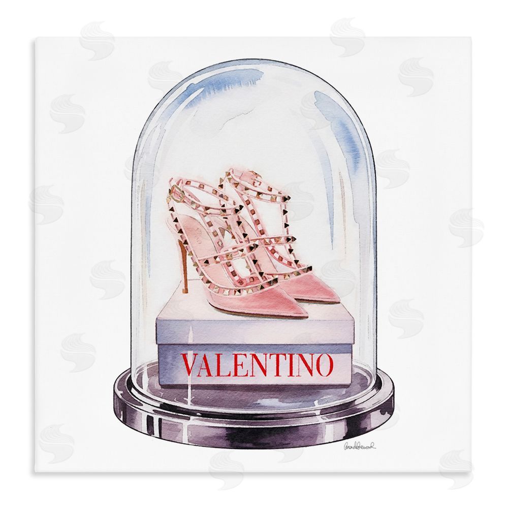 Amanda Greenwood Pink Heels in Bell Jar Stretched Canvas Wall Art Print