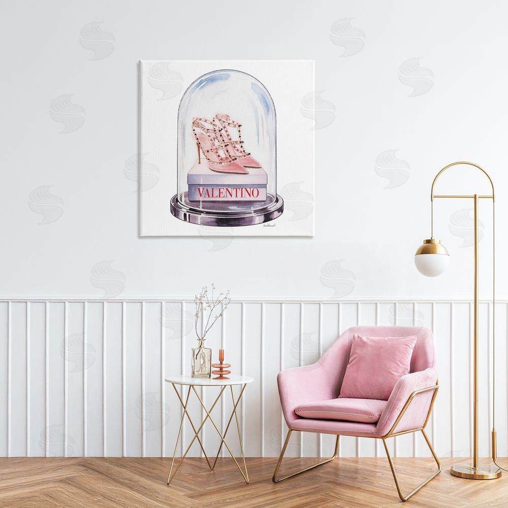 Amanda Greenwood Pink Heels in Bell Jar Stretched Canvas Wall Art in Room