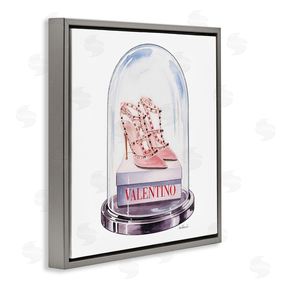 Amanda Greenwood Pink Heels in Bell Jar Gray Floating Frame Canvas Wall Art Print