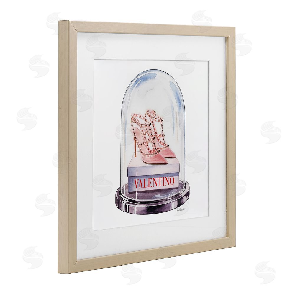 Amanda Greenwood Pink Heels in Bell Jar Brown Framed Print Under Glass Wall Art