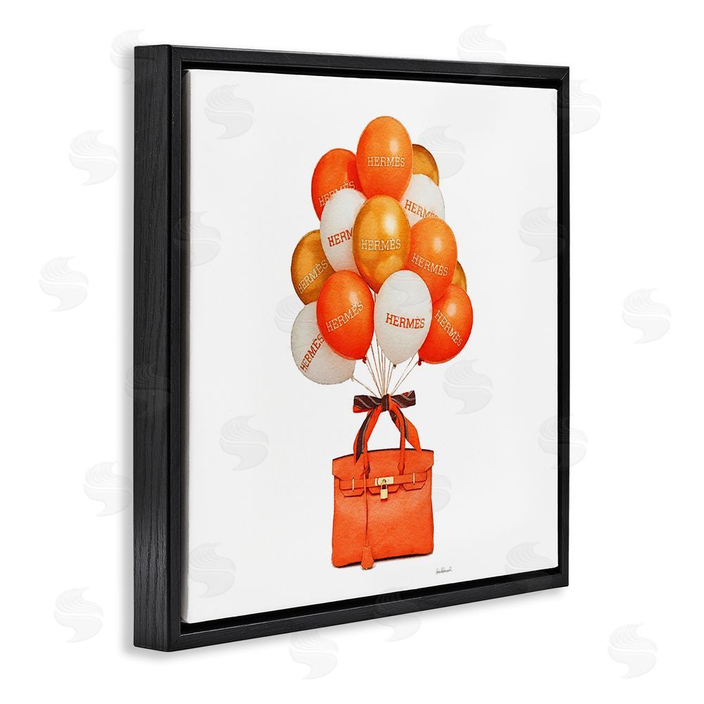 Amanda Greenwood Orange Handbag & Balloons Black Floating Frame Canvas Wall Art Print