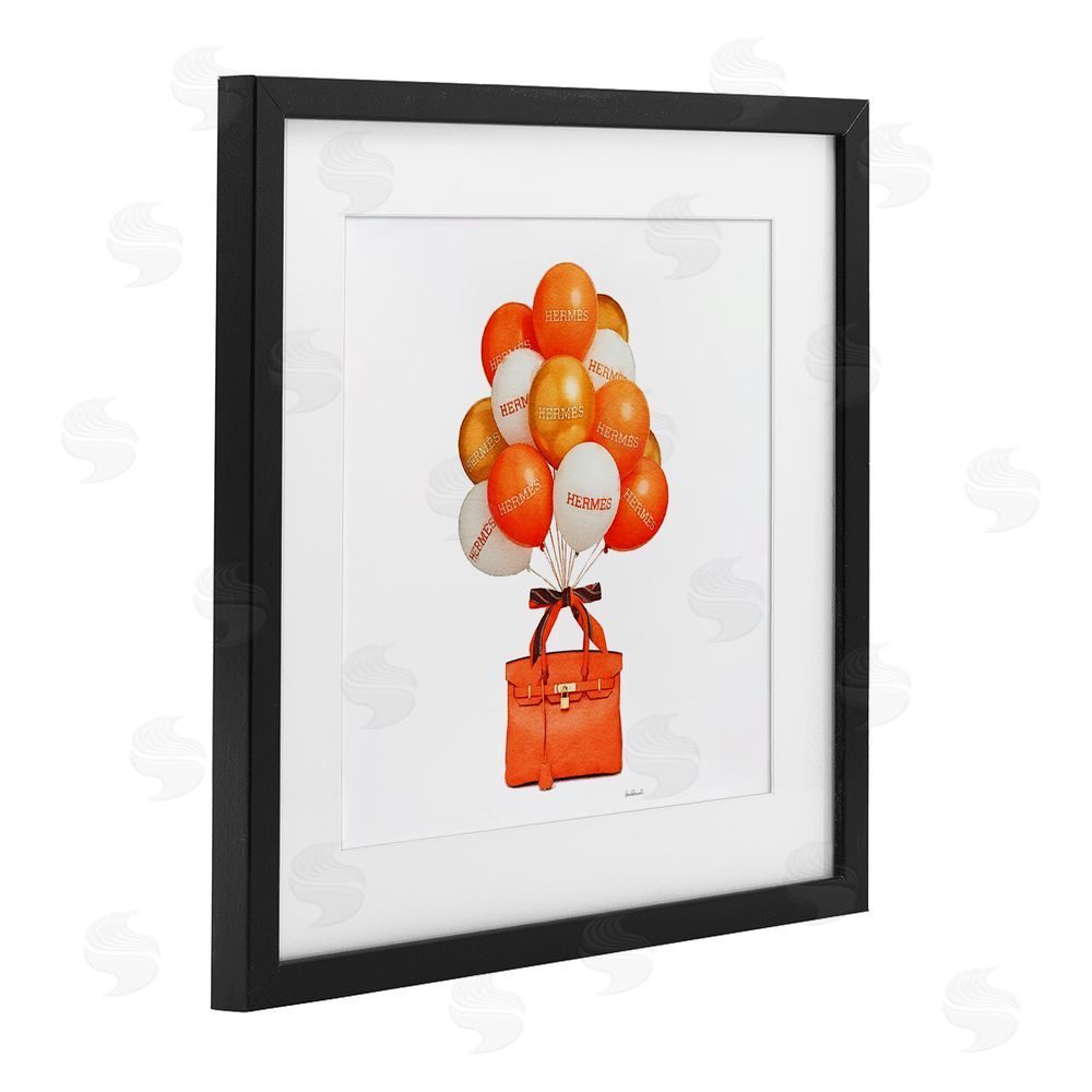 Amanda Greenwood Orange Handbag & Balloons Black Framed Print Under Glass Wall Art
