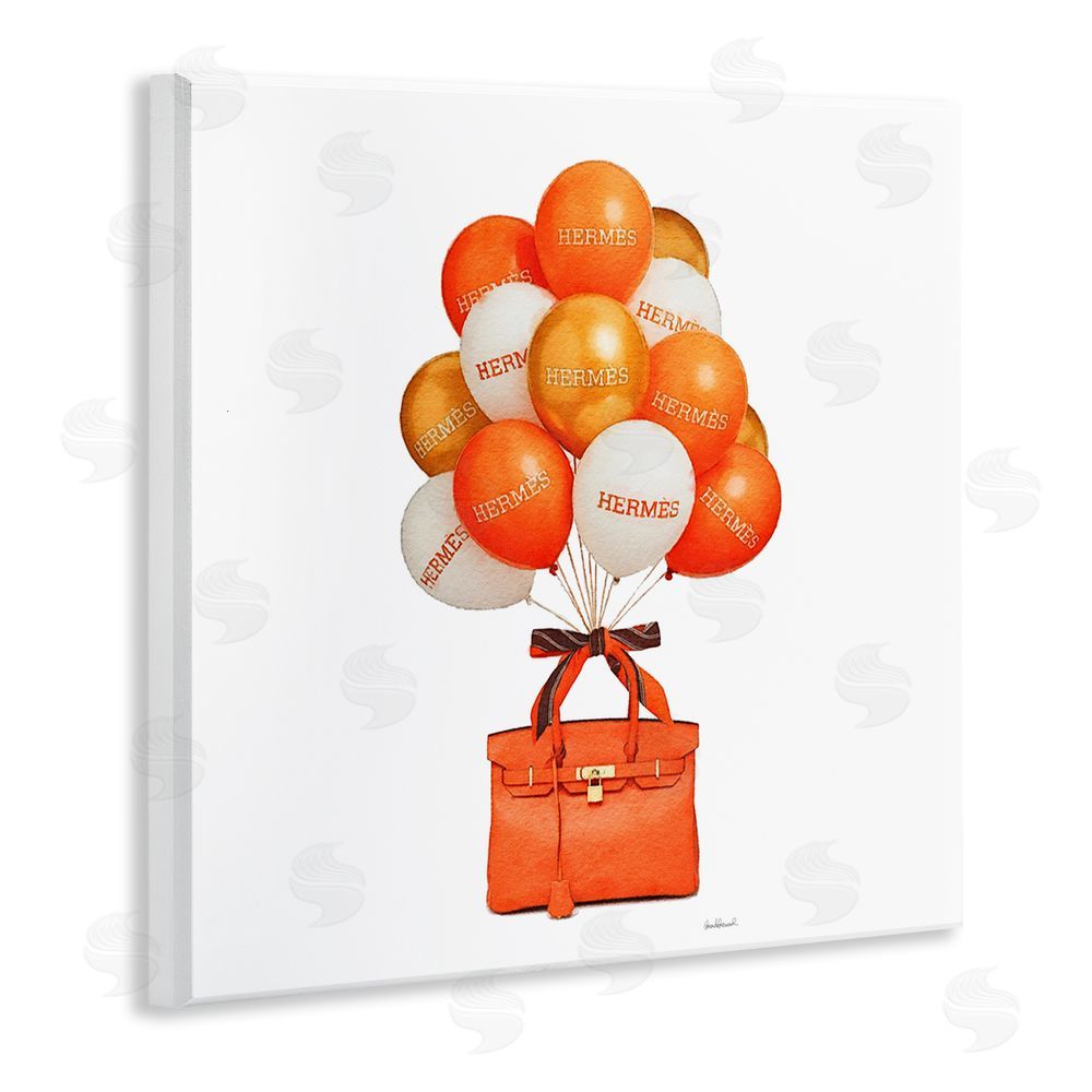 Amanda Greenwood Orange Handbag & Balloons Wooden Wall Plaque Art Print