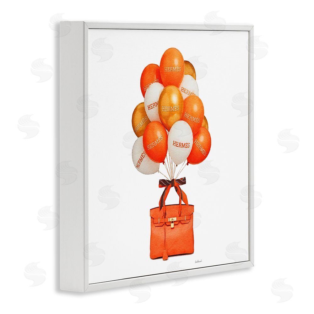 Amanda Greenwood Orange Handbag & Balloons White Framed Giclee Wall Art Print