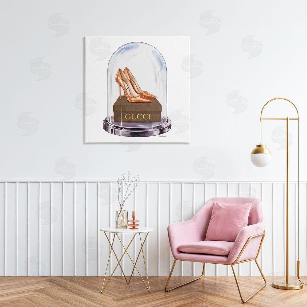 Amanda Greenwood Satin Heels in Bell Jar Stretched Canvas Wall Art in Room