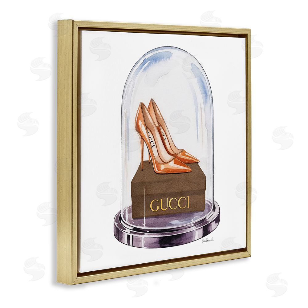 Amanda Greenwood Satin Heels in Bell Jar Gold Floating Frame Canvas Wall Art Print