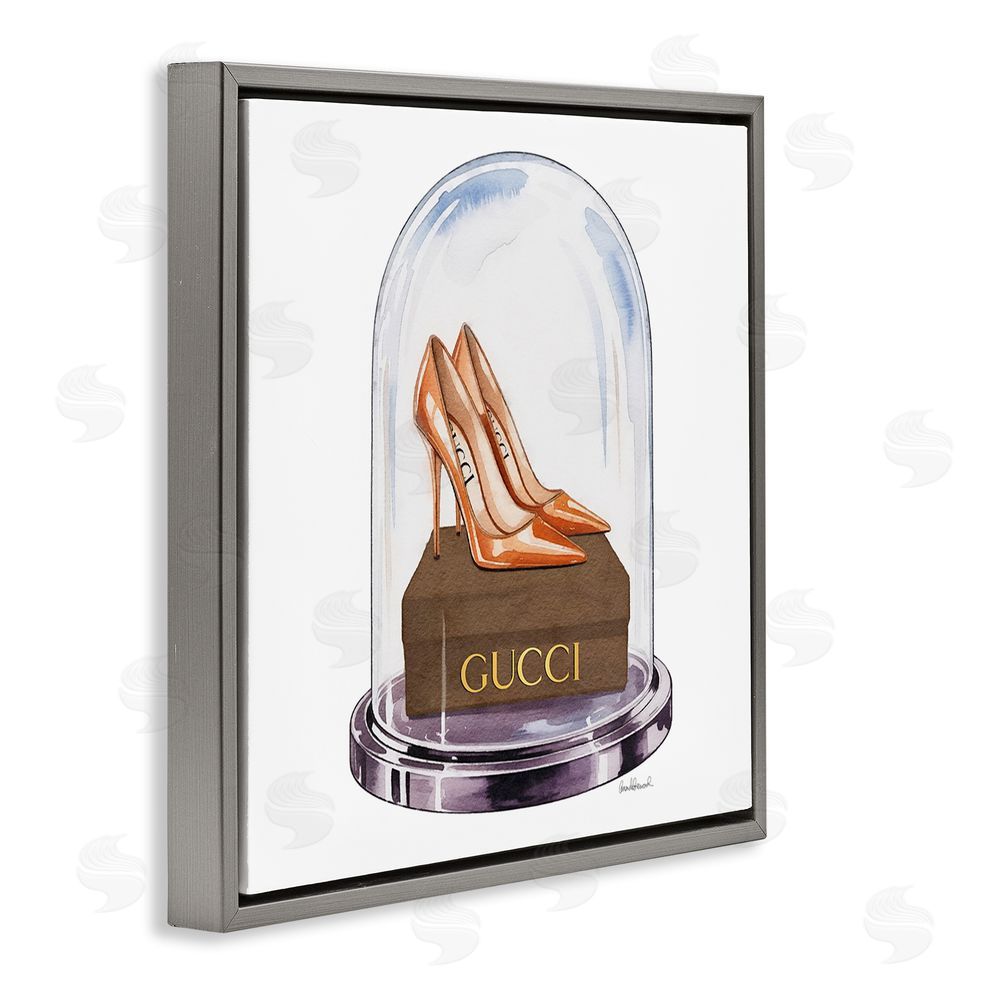Amanda Greenwood Satin Heels in Bell Jar Gray Floating Frame Canvas Wall Art Print