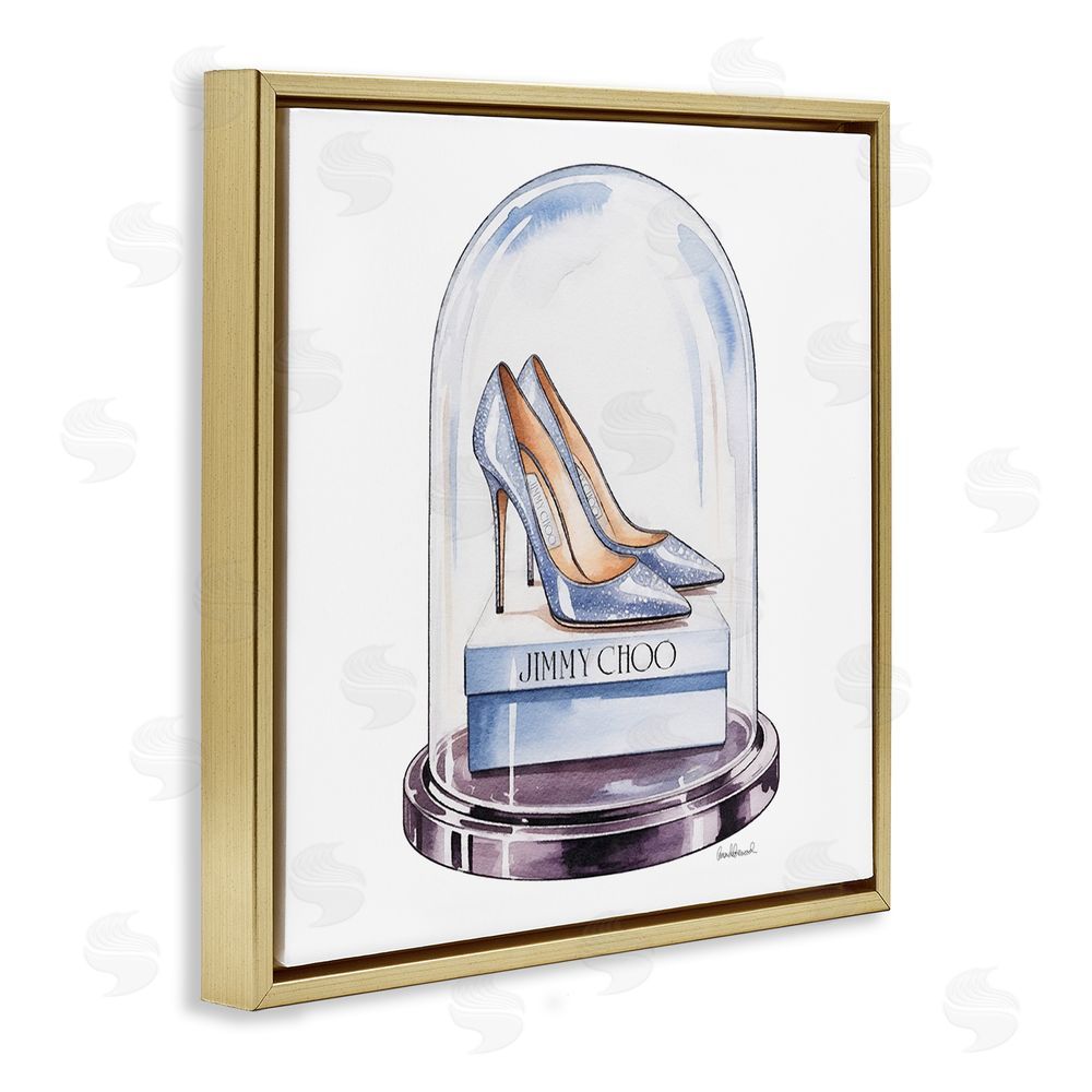 Amanda Greenwood Elegant Shoes in Bell Jar Gold Floating Frame Canvas Wall Art Print