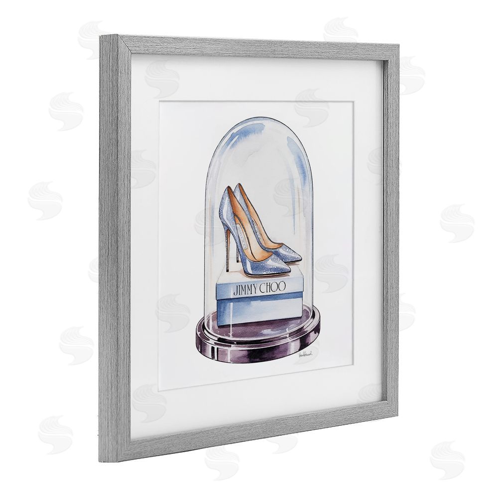 Amanda Greenwood Elegant Shoes in Bell Jar Gray Framed Print Under Glass Wall Art