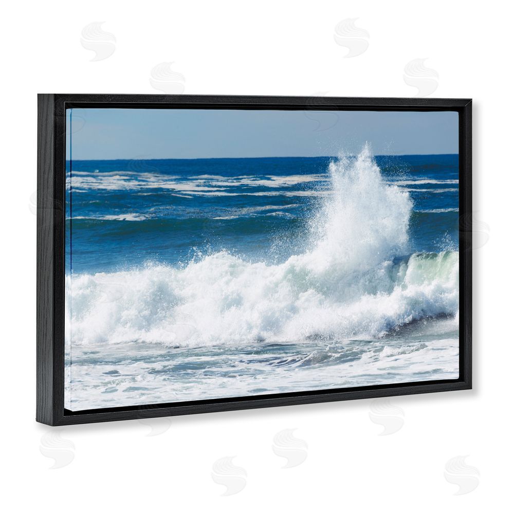 JLM Photographs Crashing Waves Splash Black Floating Frame Canvas Wall Art Print