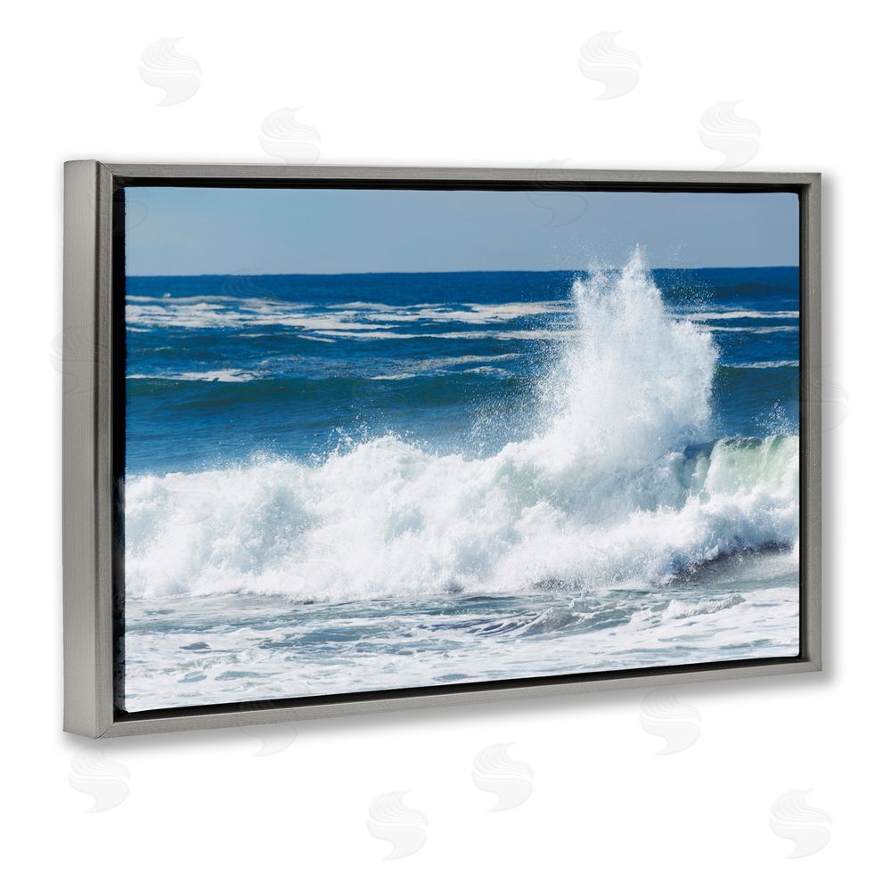 JLM Photographs Crashing Waves Splash Gray Floating Frame Canvas Wall Art Print