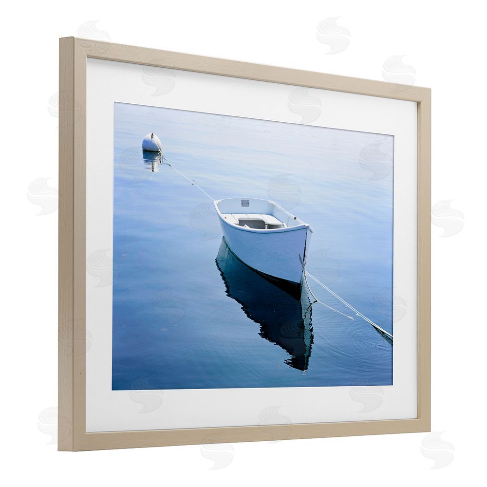 JLM Photographs Boat Tied to Dock Brown Framed Print Under Glass Wall Art