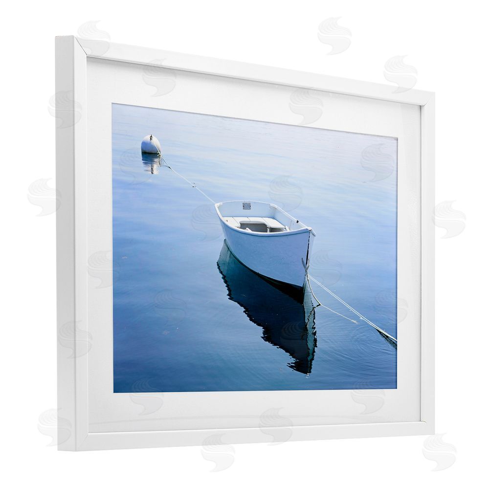 JLM Photographs Boat Tied to Dock White Framed Print Under Glass Wall Art