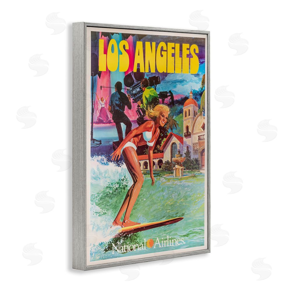 Vintage Posters Vintage Los Angeles Travel Gray Framed Giclee Wall Art Print