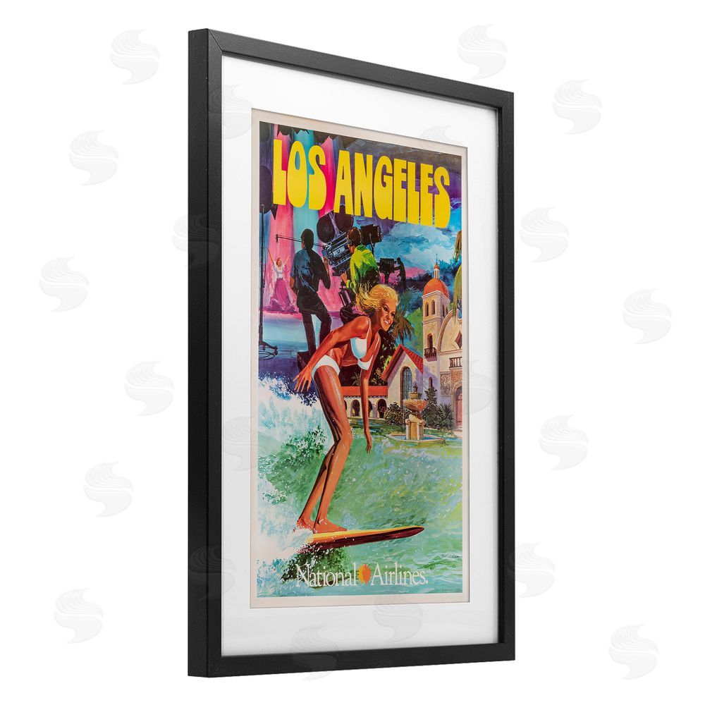 Vintage Posters Vintage Los Angeles Travel Black Framed Print Under Glass Wall Art