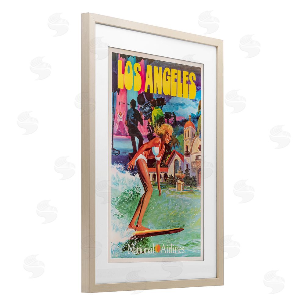 Vintage Posters Vintage Los Angeles Travel Brown Framed Print Under Glass Wall Art