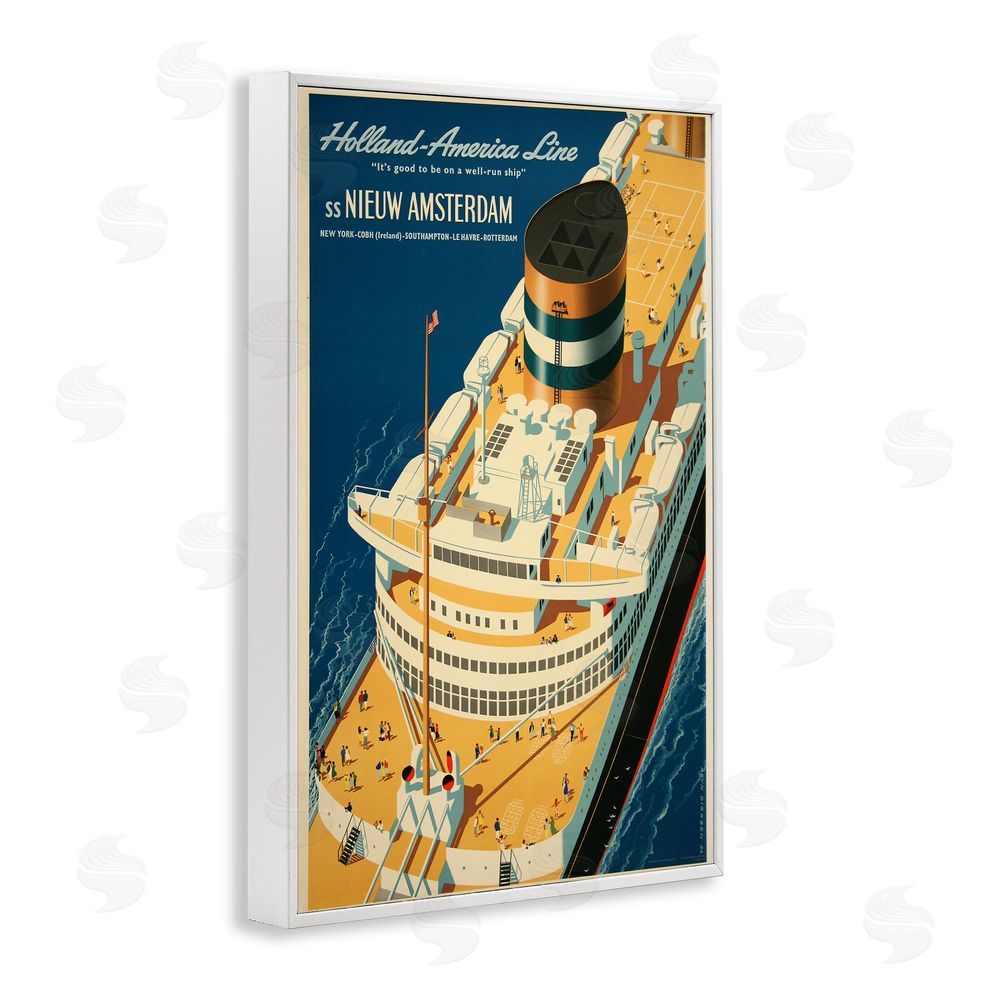Vintage Posters Nieuw Amsterdam Cruise Ship White Framed Giclee Wall Art Print