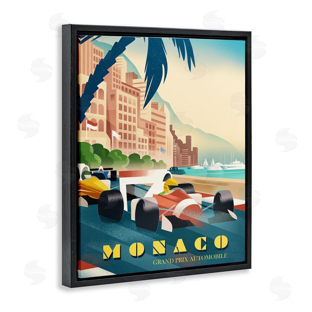 Martin Wickstrom Monaco Grand Prix Racing Black Floating Frame Canvas Wall Art Print