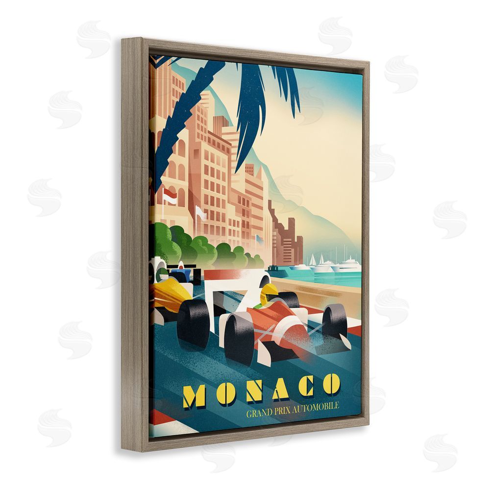 Martin Wickstrom Monaco Grand Prix Racing Brown Floating Frame Canvas Wall Art Print