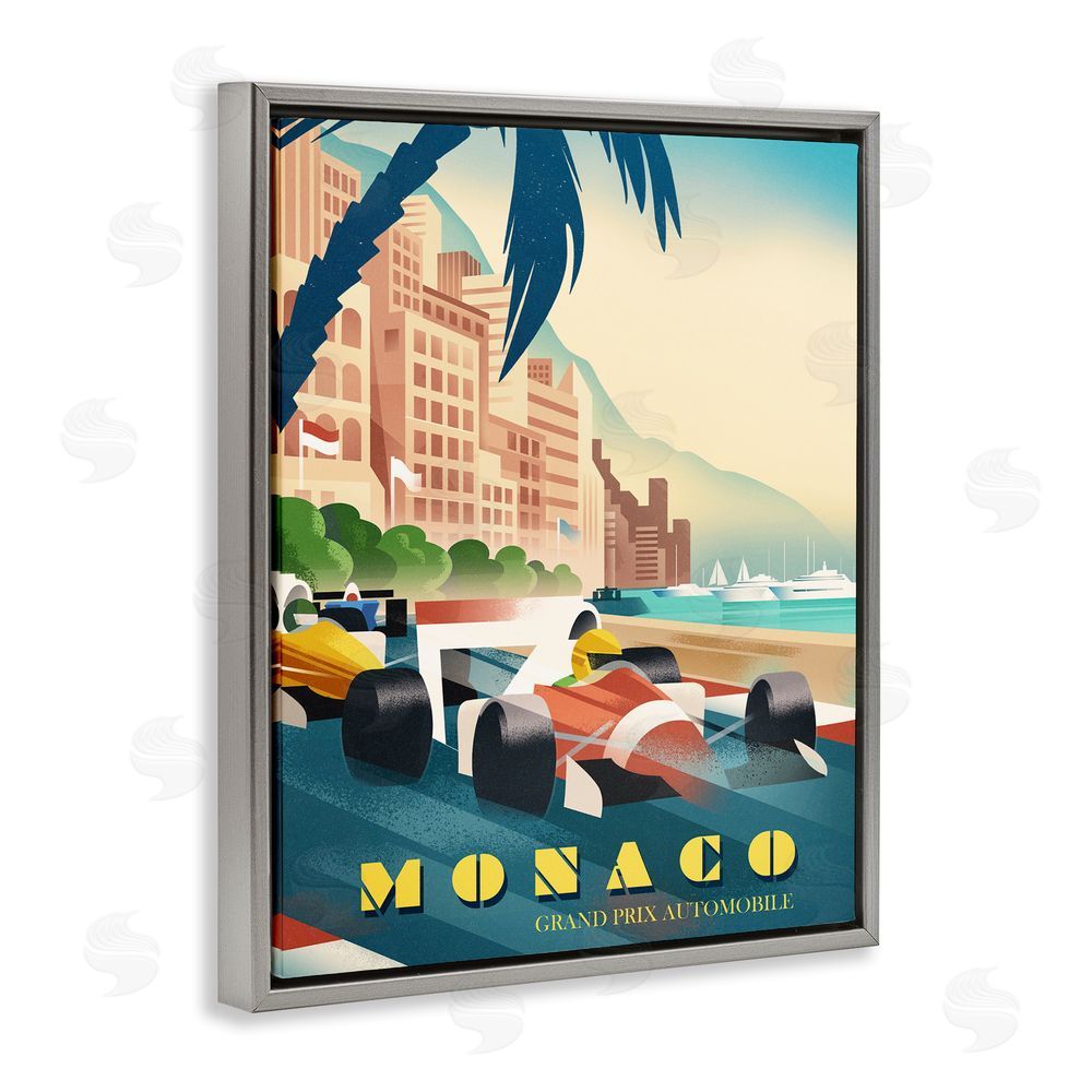 Martin Wickstrom Monaco Grand Prix Racing Gray Floating Frame Canvas Wall Art Print