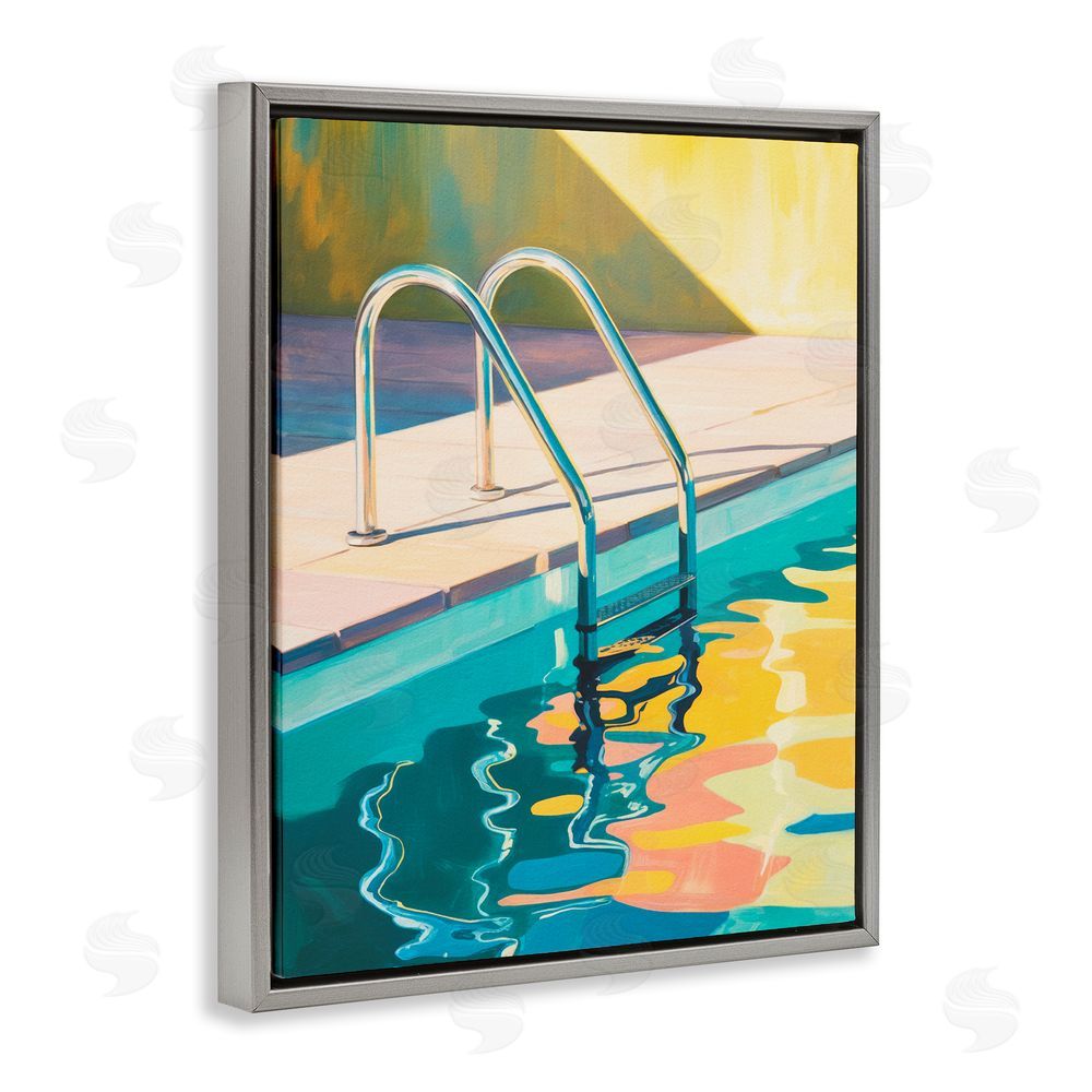 Andreas Magnusson Pool Ladder At Sunset Gray Floating Frame Canvas Wall Art Print