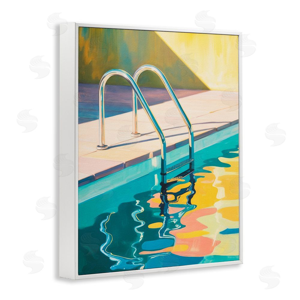 Andreas Magnusson Pool Ladder At Sunset White Framed Giclee Wall Art Print