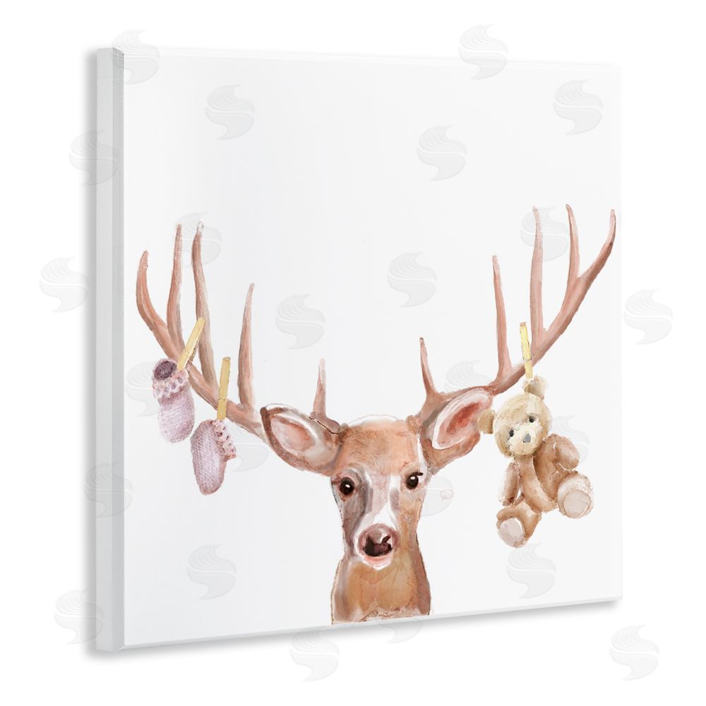 Ali Lynne Baby Girl Deer Antlers Wooden Wall Plaque Art Print