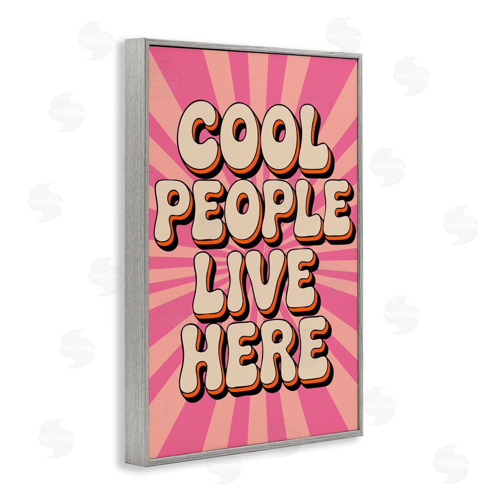Andreas Magnusson Groovy Cool People Live Here Gray Framed Giclee Wall Art Print