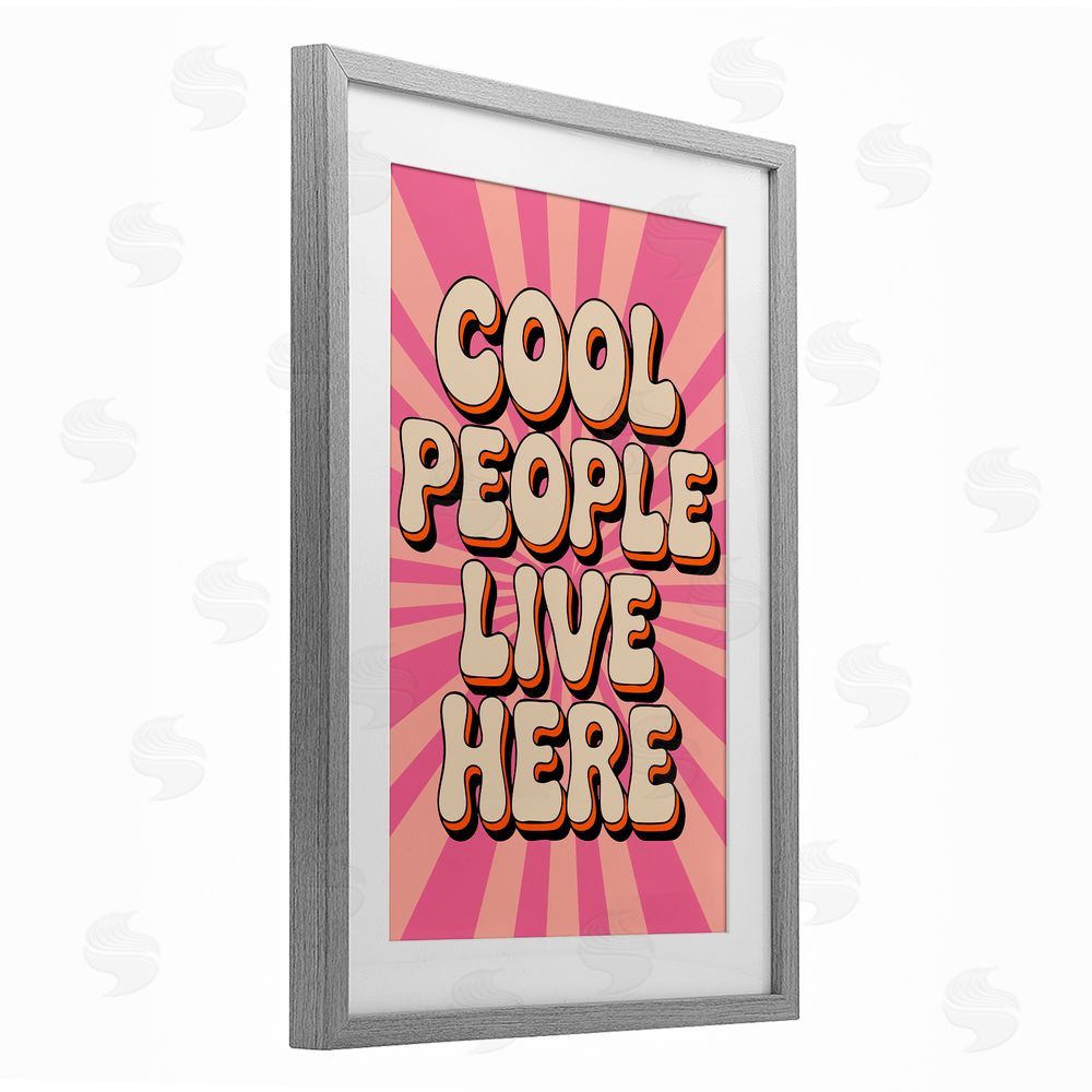 Andreas Magnusson Groovy Cool People Live Here Gray Framed Print Under Glass with Mat Wall Art