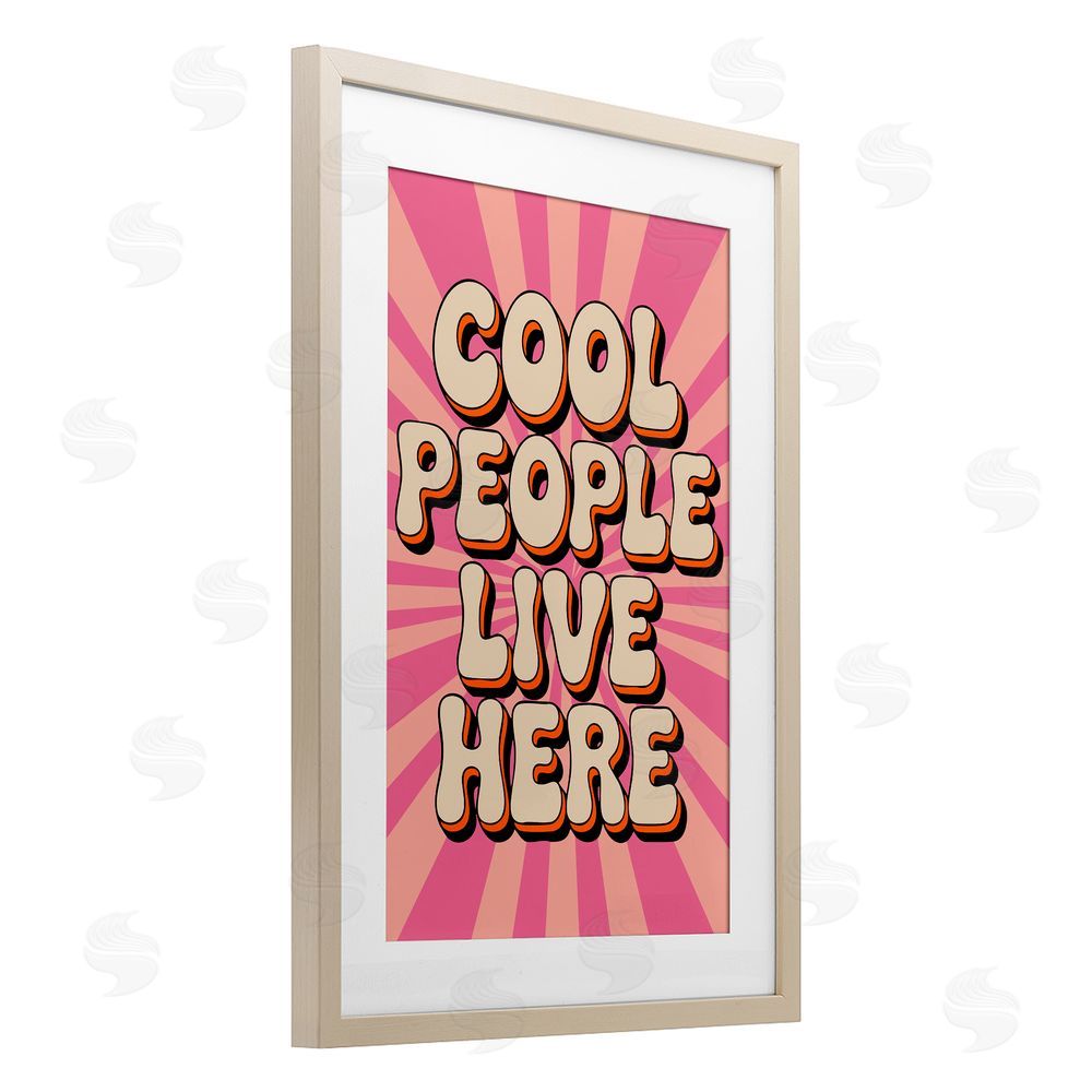 Andreas Magnusson Groovy Cool People Live Here Brown Framed Print Under Glass with Mat Wall Art