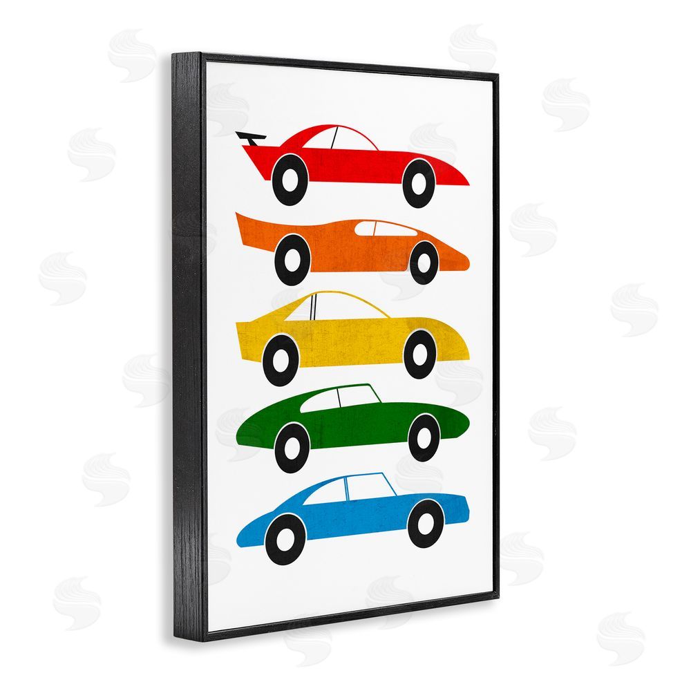 Tom Quartermaine Colorful Midcentury Cars Black Framed Giclee Wall Art Print